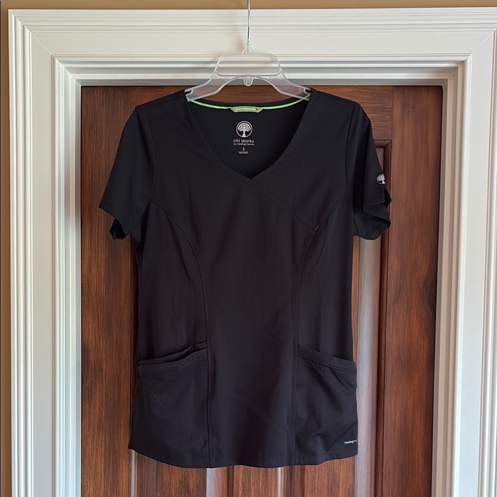 HH Works Black Madison Scrub Top - Healing Hands
